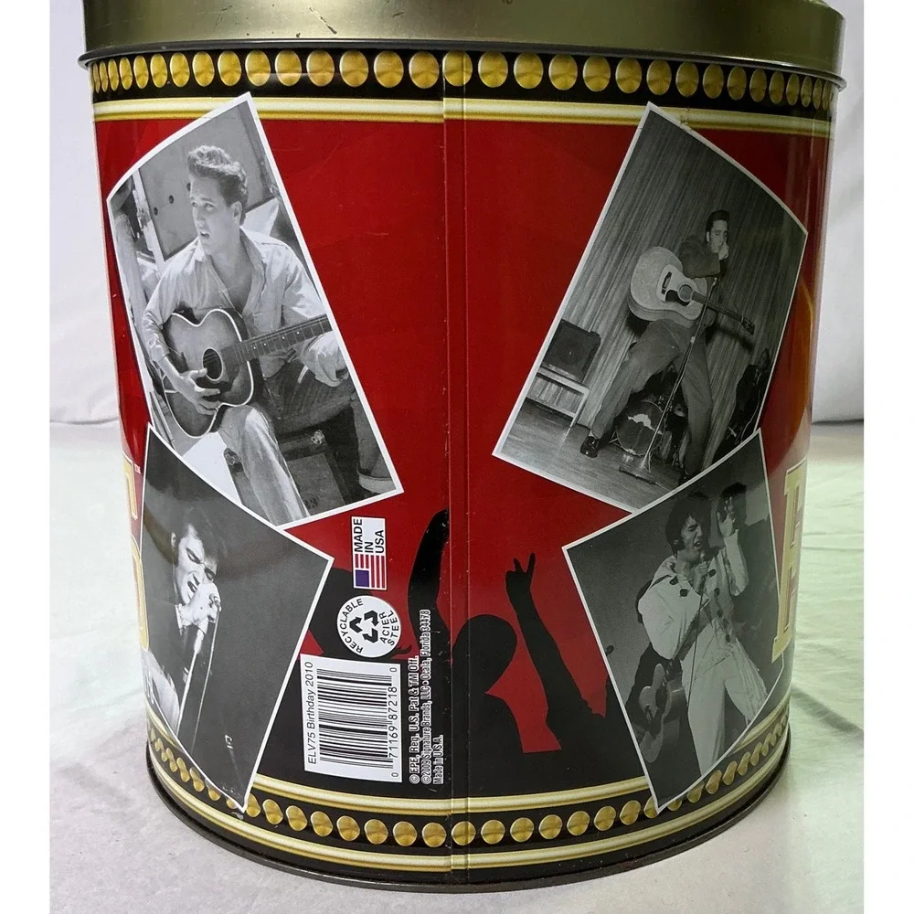 2010 Elvis Presley 75th Birthday Popcorn Tin Empty Collectible Can